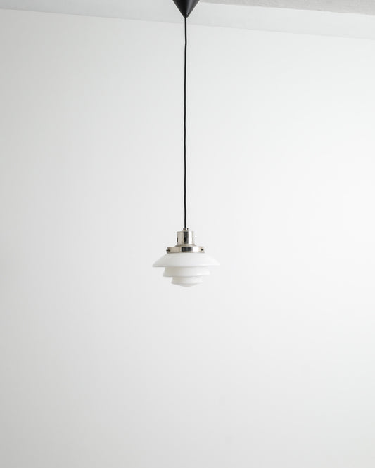 TAITO "1612" CHROME & GLASS PENDANT, 1940s