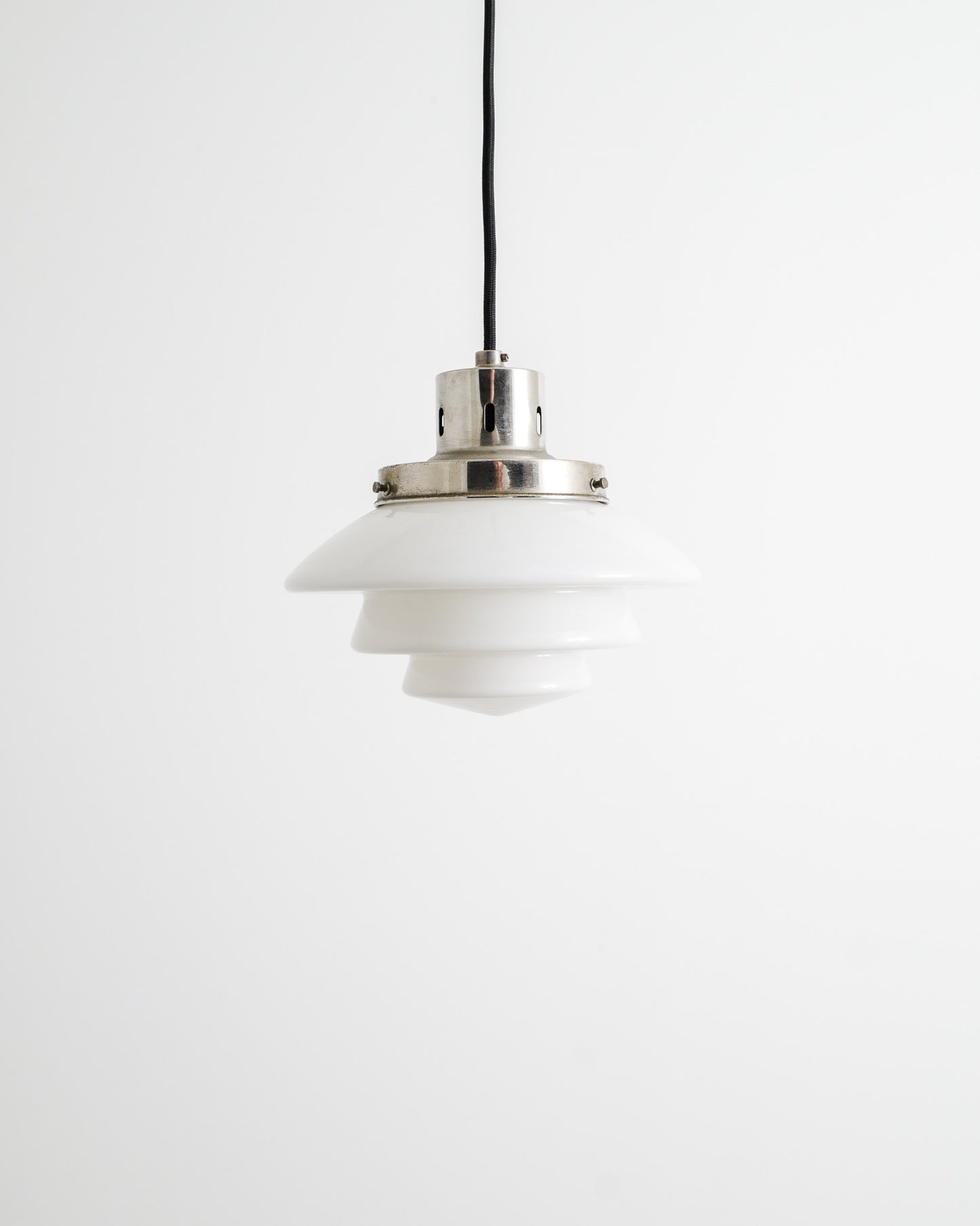 TAITO "1612" CHROME & GLASS PENDANT, 1940s