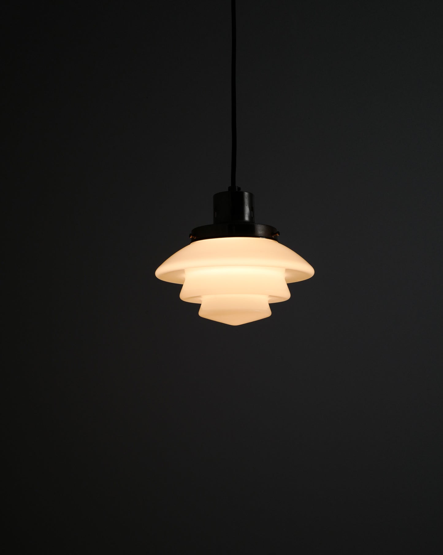TAITO "1612" CHROME & GLASS PENDANT, 1940s