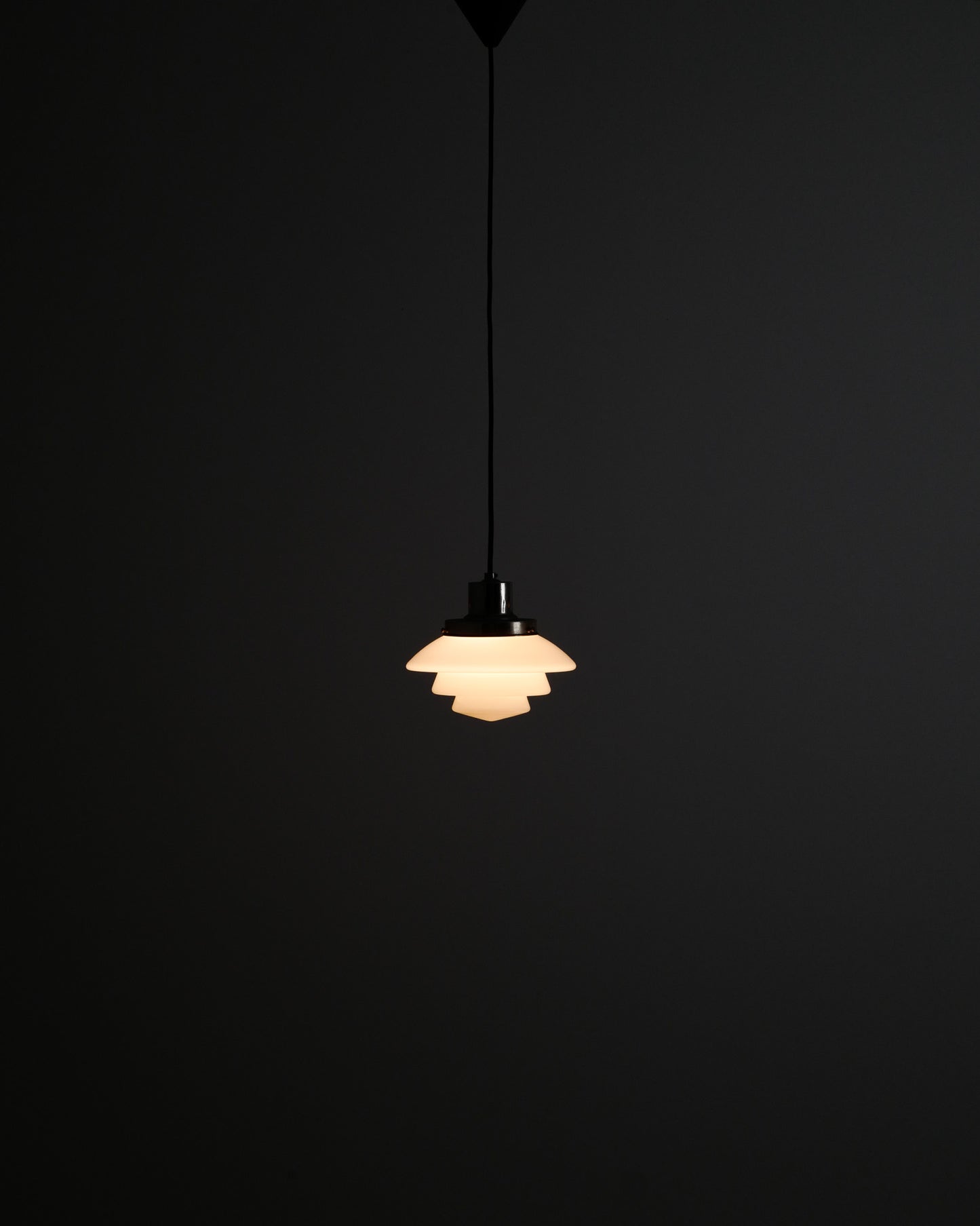 TAITO "1612" CHROME & GLASS PENDANT, 1940s