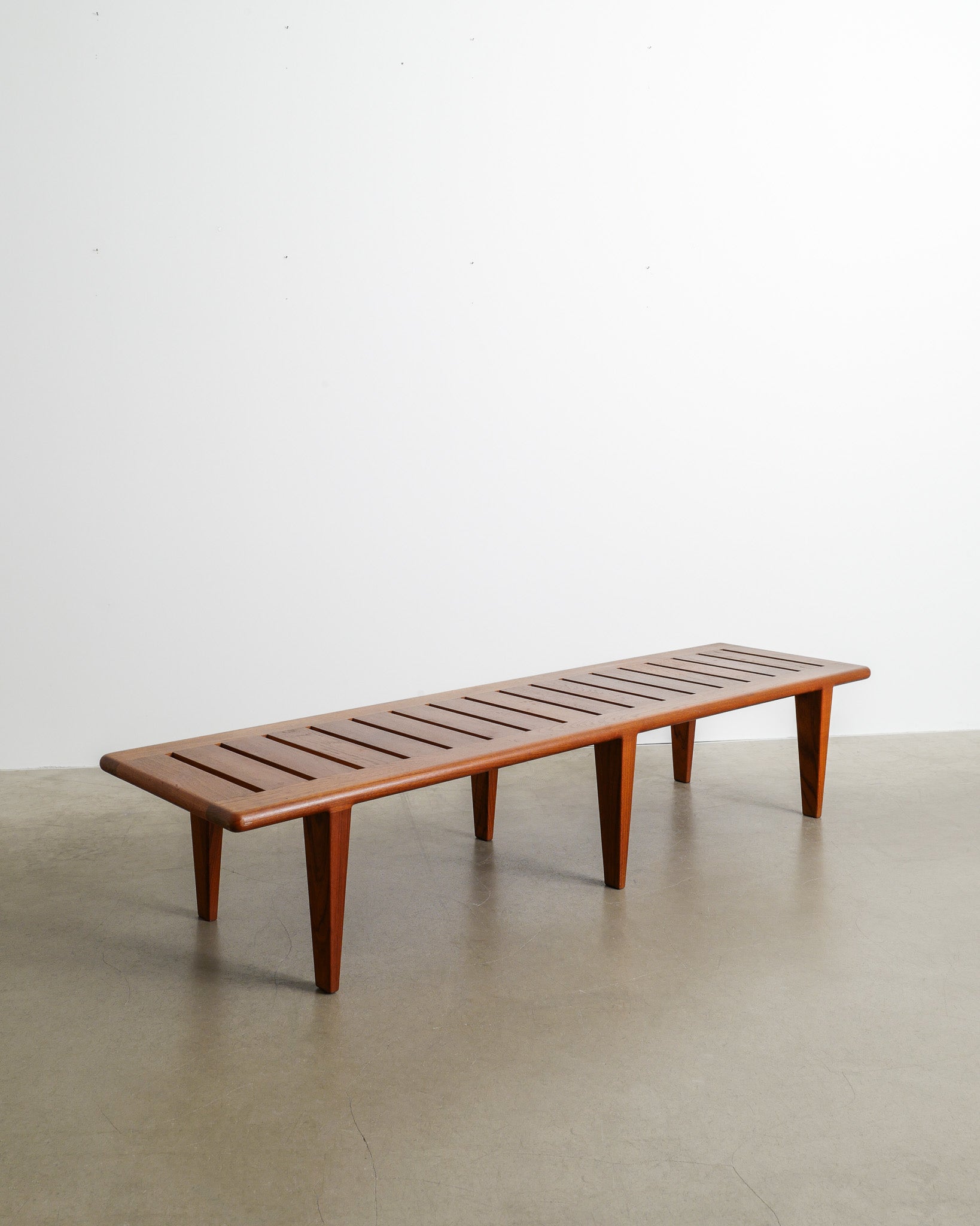 HANS J. WEGNER TEAK SLATTED BENCH, 1950s