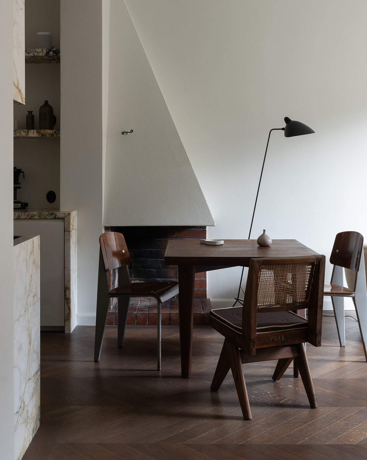 PIERRE JEANNERET SQUARED TABLE, 1950s